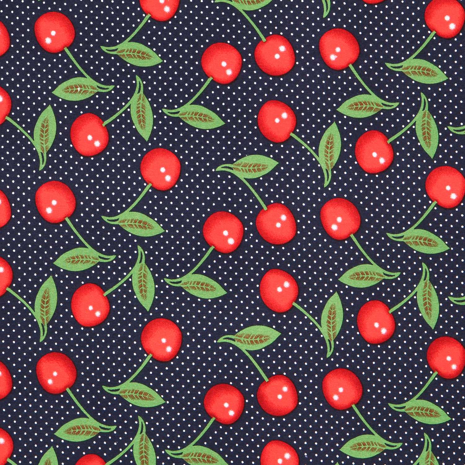 Cherry Dots Cotton Jersey Navy - Ribes y Casals