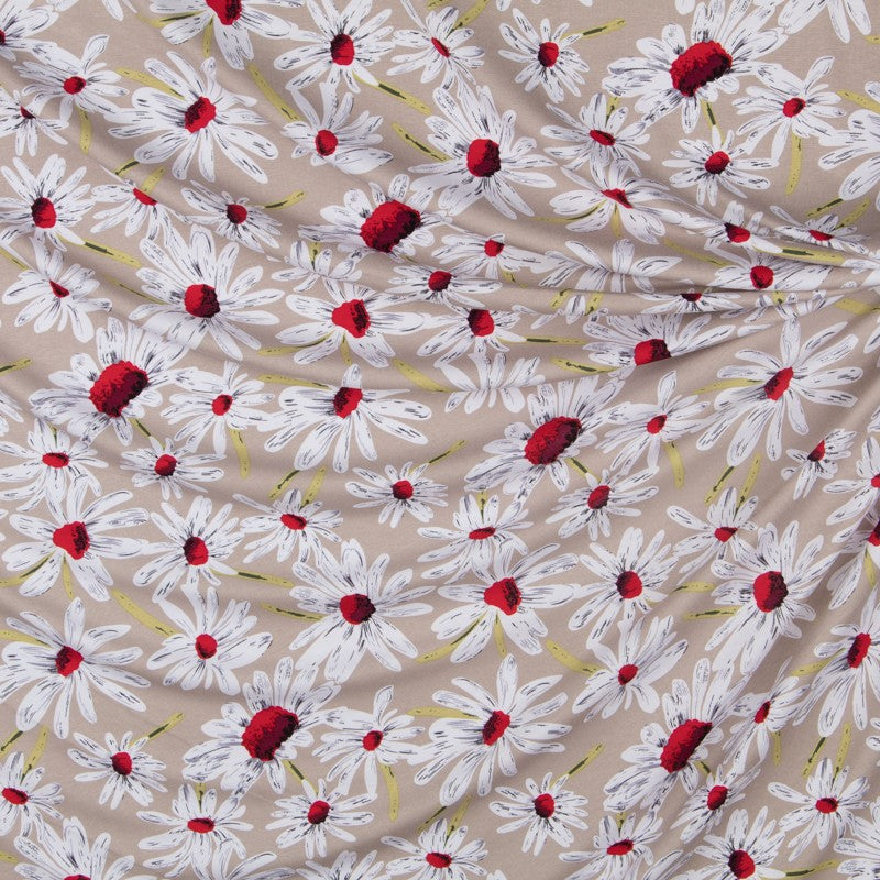 Viscose Mesh Daisies Beige - Ribes y Casals