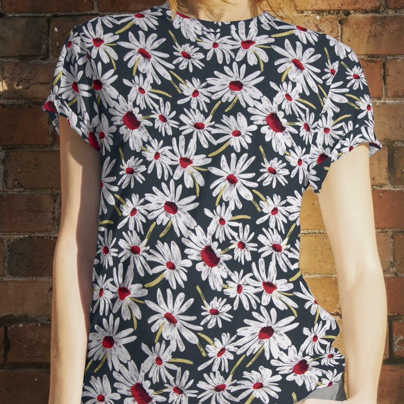 Viscose Mesh Daisies Green - Ribes y Casals