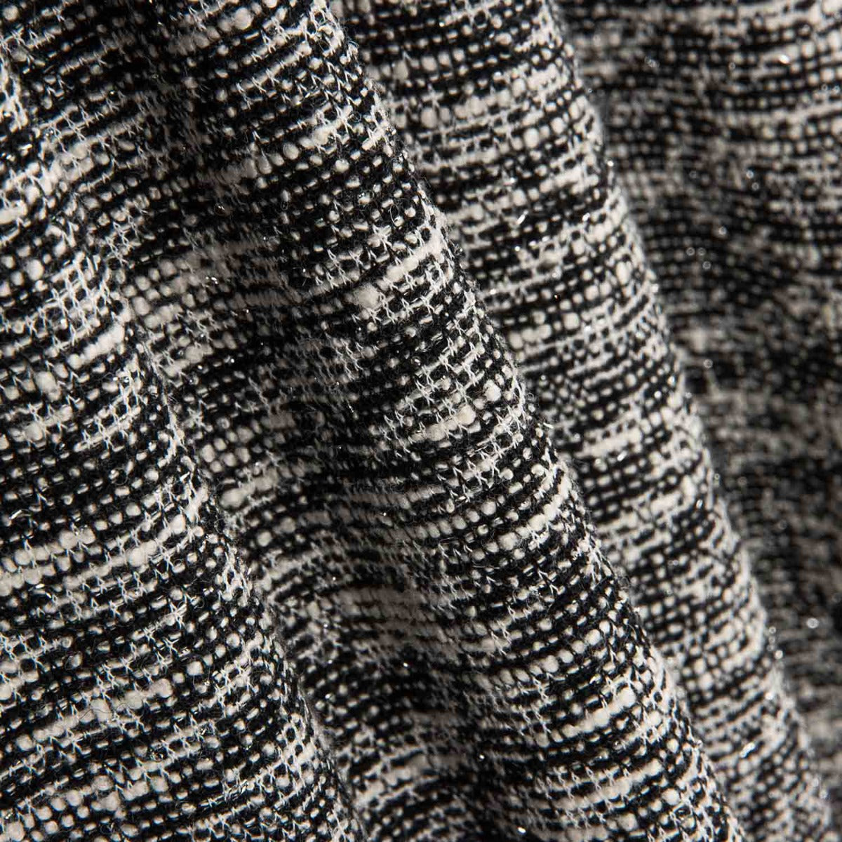 Textured Knit Fabric with Lurex in Black and White - Ribes y Casals
