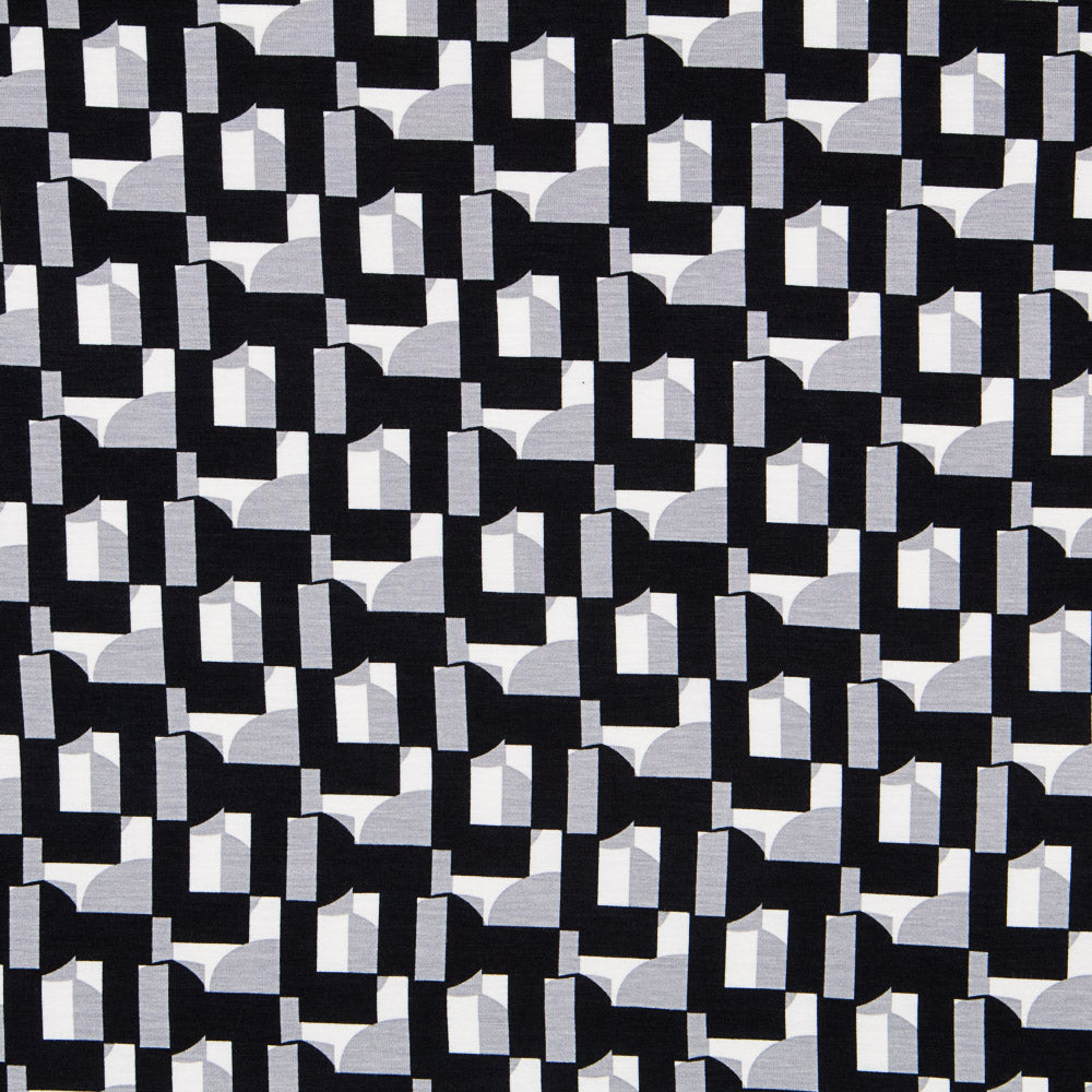 Geo Black Grey Viscose Knit - Ribes y Casals
