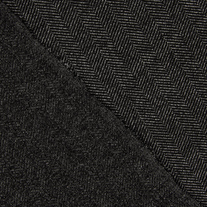 Marl grey and Black Vigoré Herringbone Knit, Two-Way Stretch - Ribes y Casals