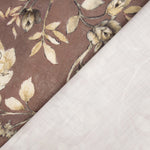 Cotton canvas with linen fabric effect, Romantic Garden, Mauve and Taupe - Ribes y Casals