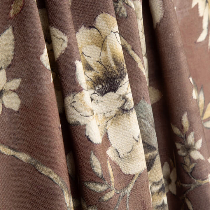 Cotton canvas with linen fabric effect, Romantic Garden, Mauve and Taupe - Ribes y Casals