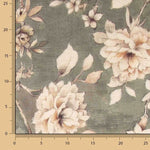 Olive Green ‘Linen Fabric’ Romantic Garden Cotton Canvas - Ribes y Casals