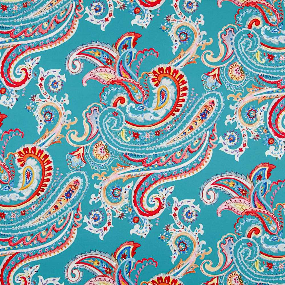 Bi-stretch Twill Paisley Aquamarine - Ribes y Casals
