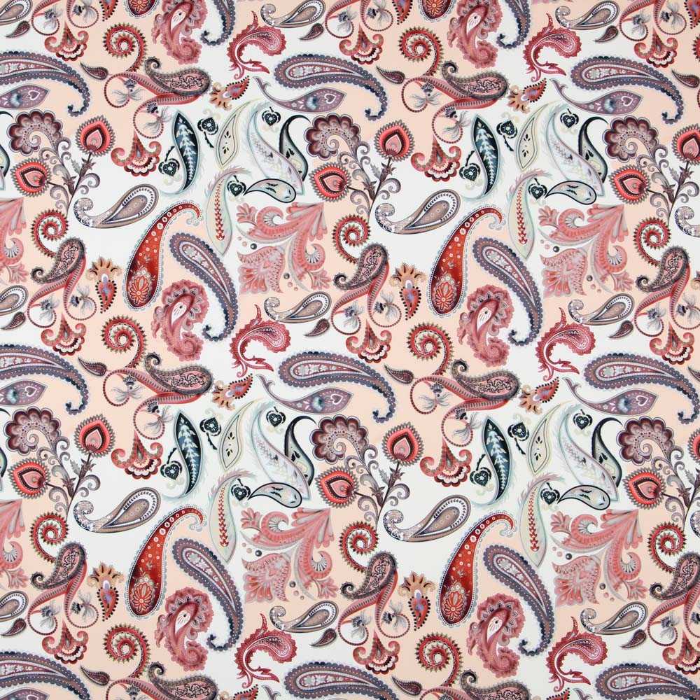 Twill Bi-elastic Paisley Coral - Ribes y Casals