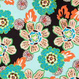 Twill Bi-elastic Retro Floral Aqua - Ribes y Casals