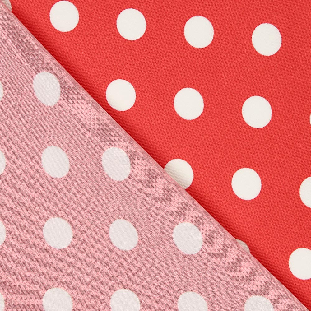 Coral Stretch Twill Dots - Ribes y Casals
