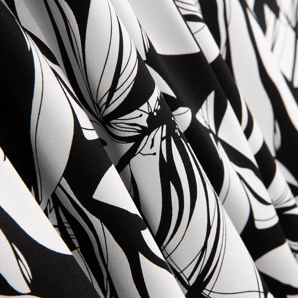 Satin Cotton Print Black-White - Ribes y Casals