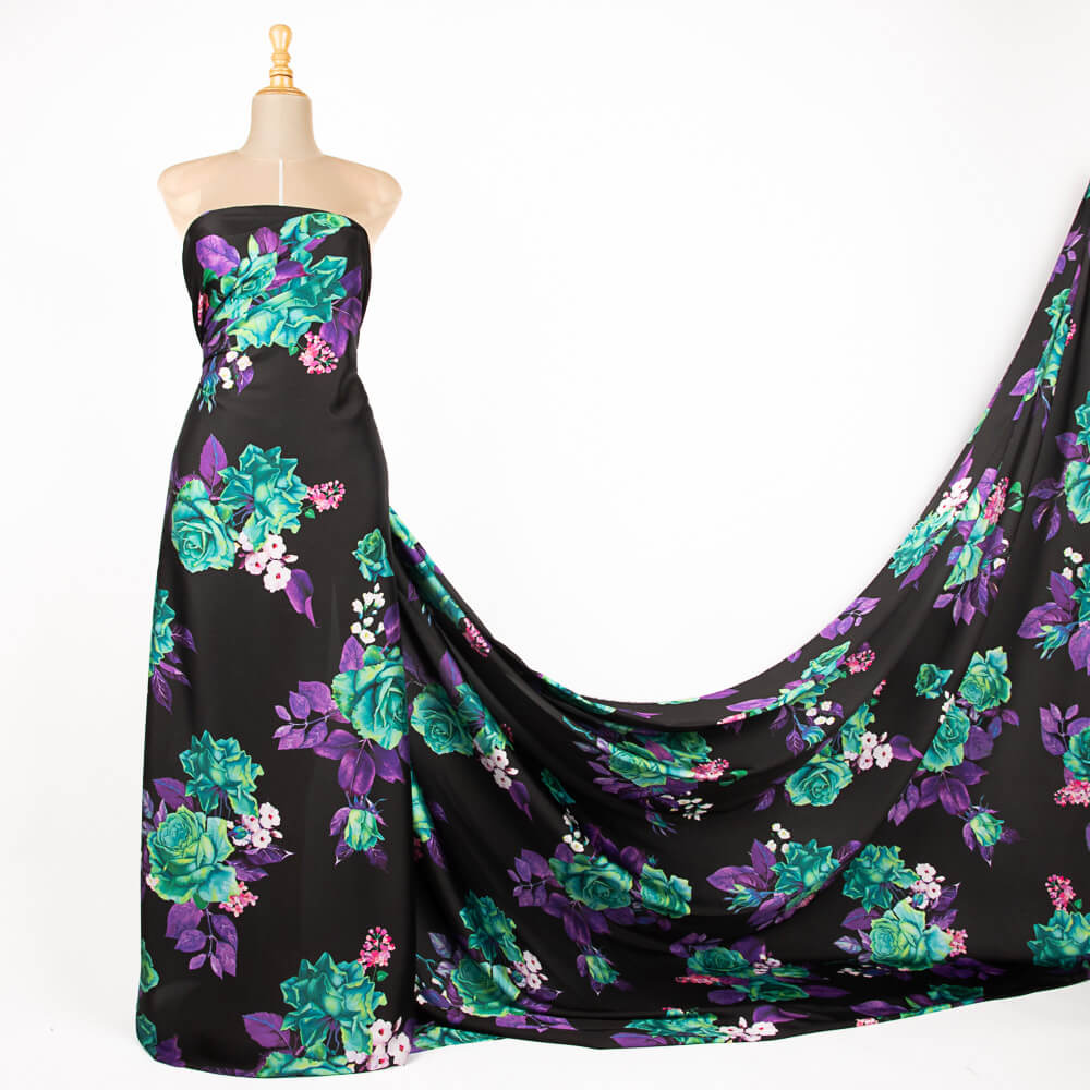 Printed Satin Black Cretonne - Ribes y Casals