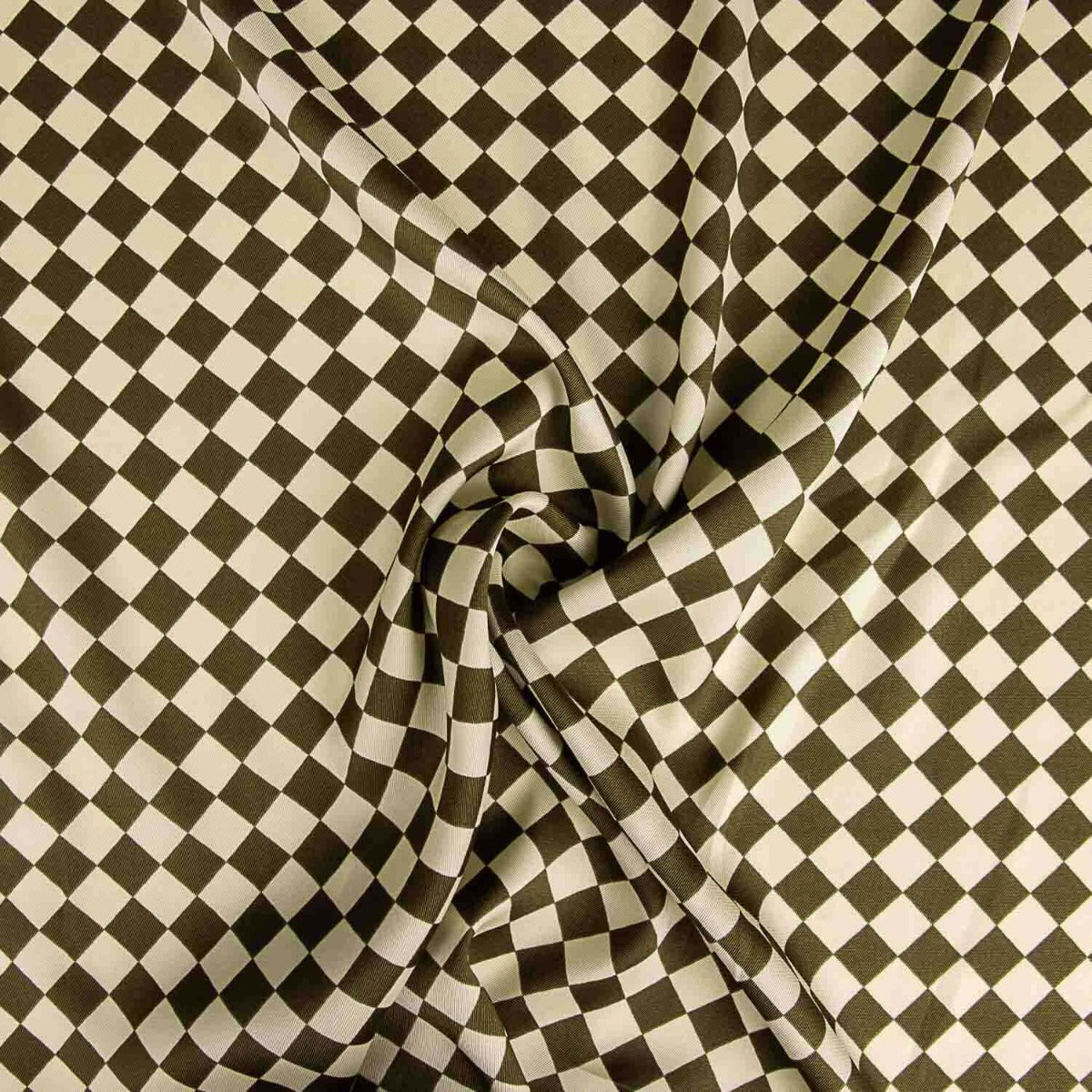 Rhombus Polyester Satin Khaki-Ivory - Ribes y Casals