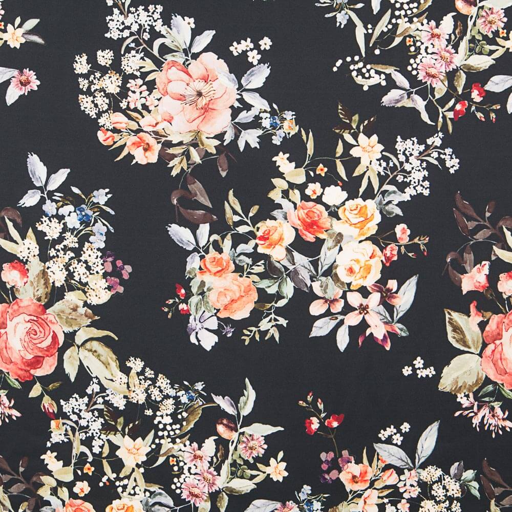 Satin Floral Black - Ribes y Casals