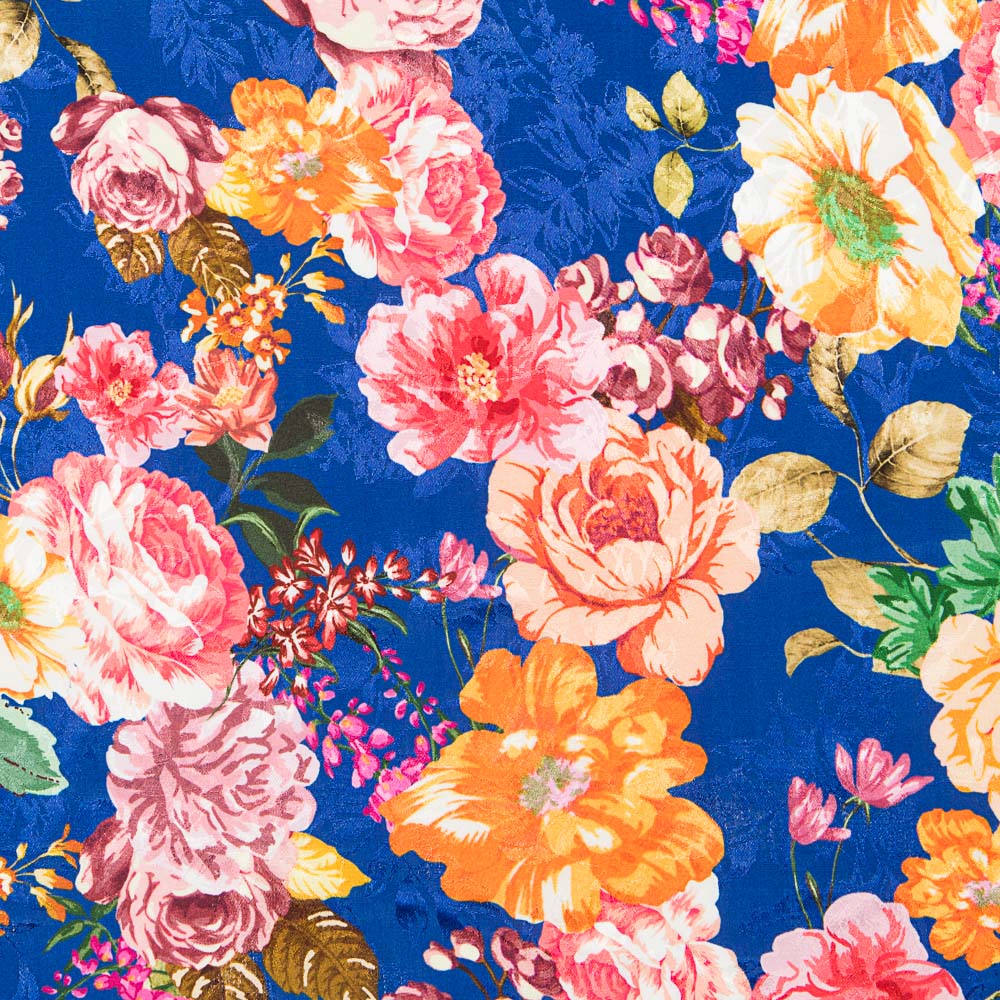 Satén Jacquard Cretonero Azul - Ribes y Casals