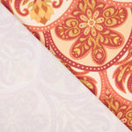 Printed Polyester Satin Fabric with Floral and Geometric Red Design - Ribes y Casals