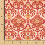 Printed Polyester Satin Fabric with Floral and Geometric Red Design - Ribes y Casals