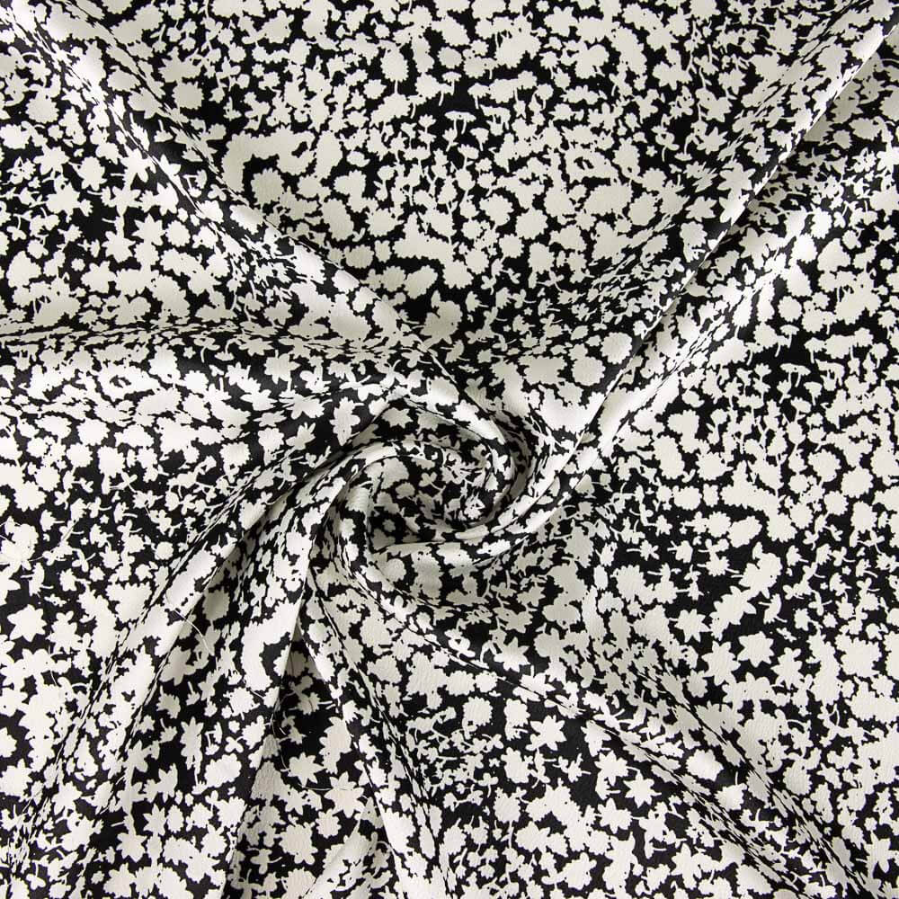Black Abstract Print Polyester Satin - Ribes y Casals