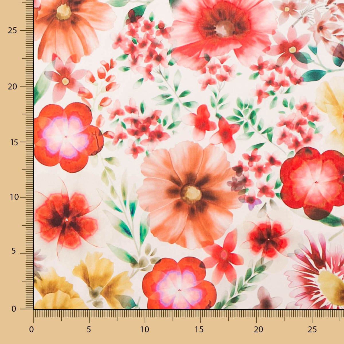 Satin Spandex Floral Cretonne Red - Ribes y Casals