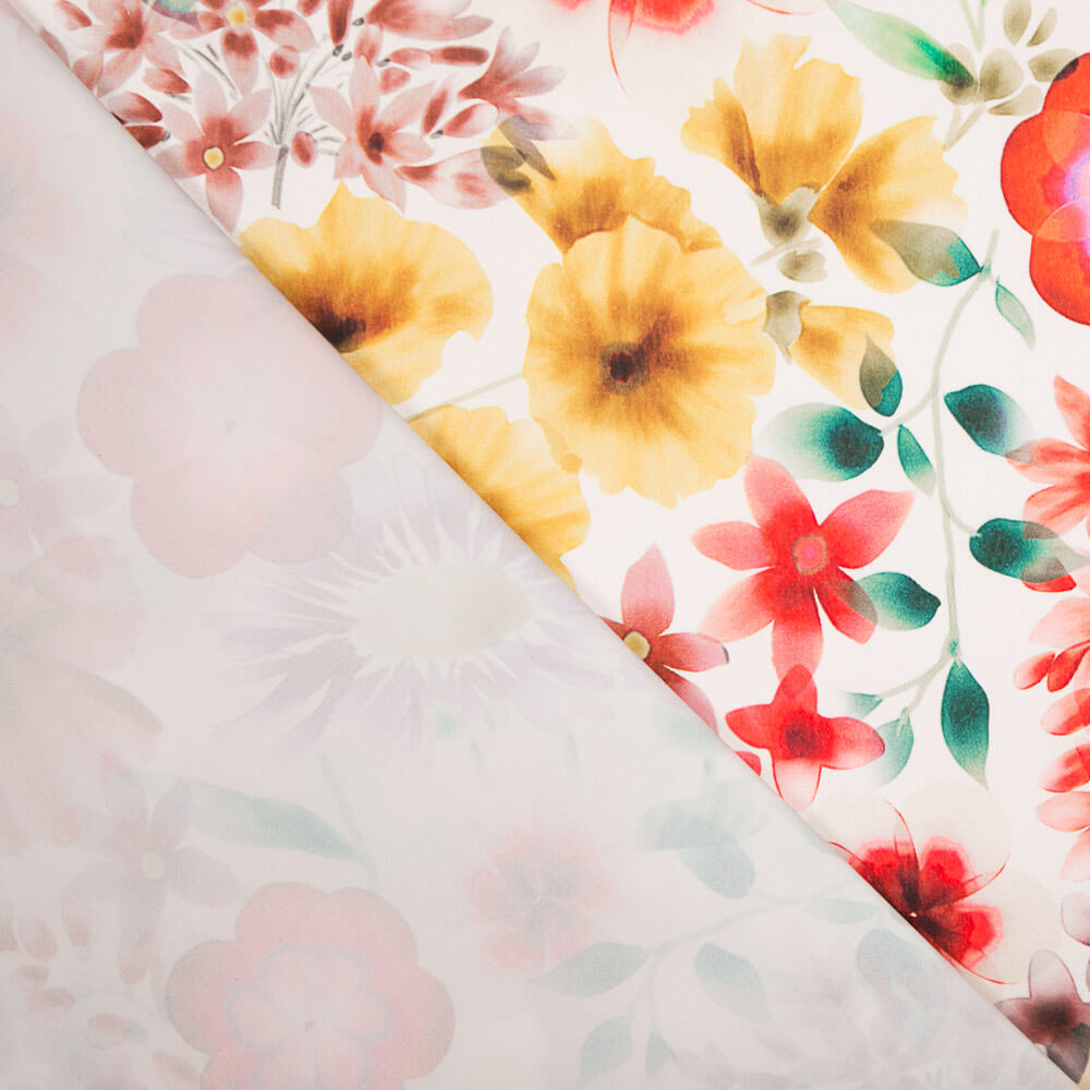 Satin Spandex Floral Cretonne Red - Ribes y Casals