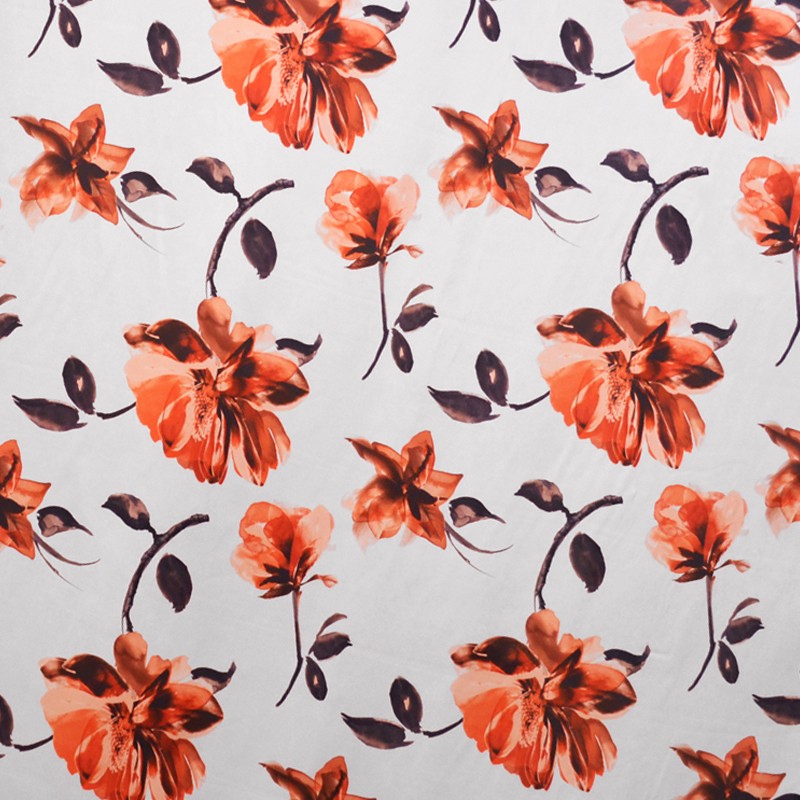 Satin Printed Flower Big Red - Ribes y Casals