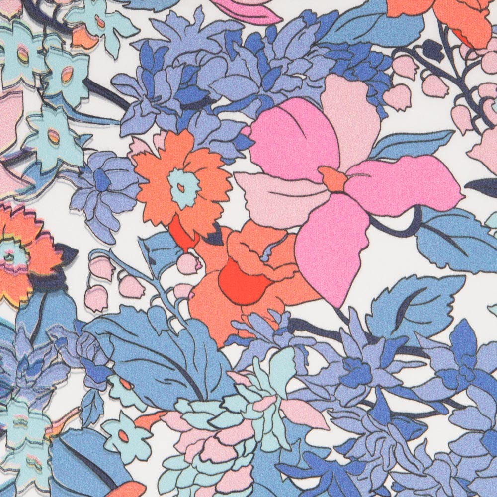 Denim Satiny Flower Print - Ribes y Casals