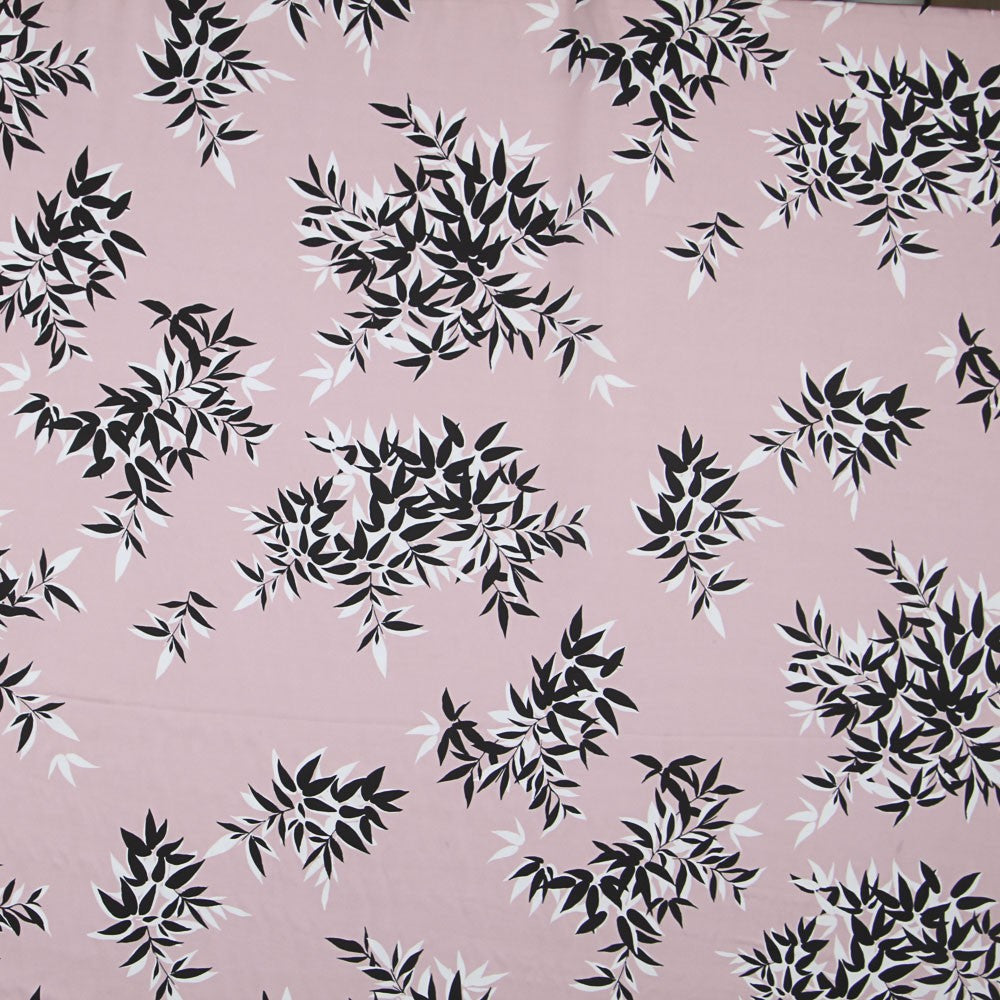 Pink Leaves Print Satin - Ribes y Casals