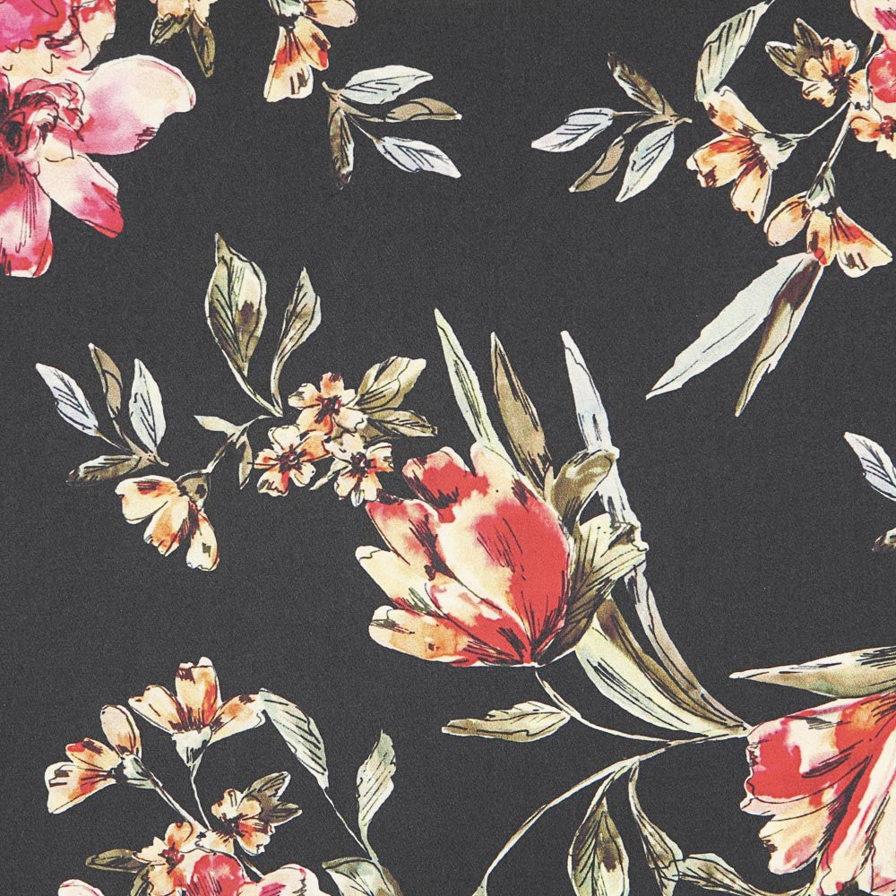 Black Floral Satin - Ribes y Casals