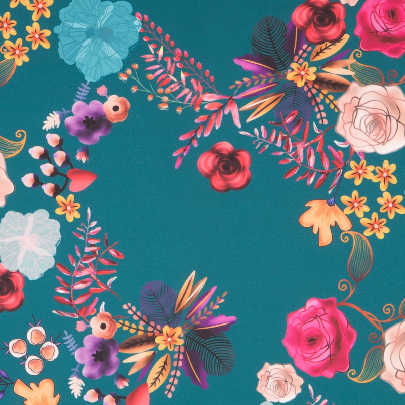 Satén Floral Winter Esmeralda - Ribes y Casals