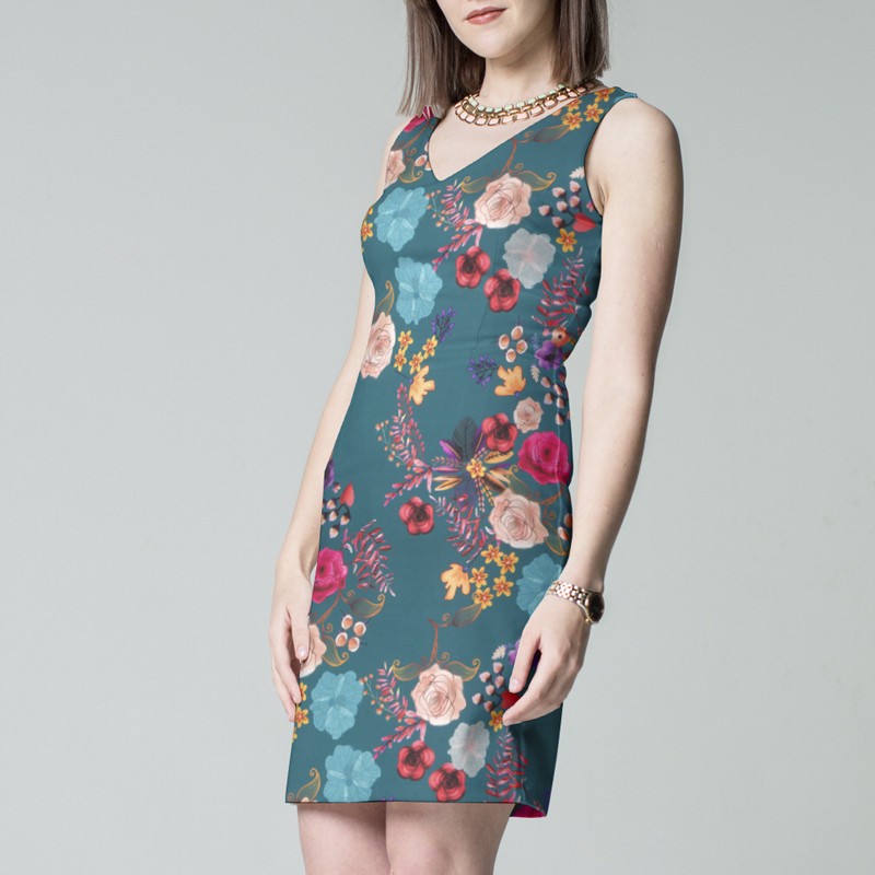 Satén Floral Winter Esmeralda - Ribes y Casals