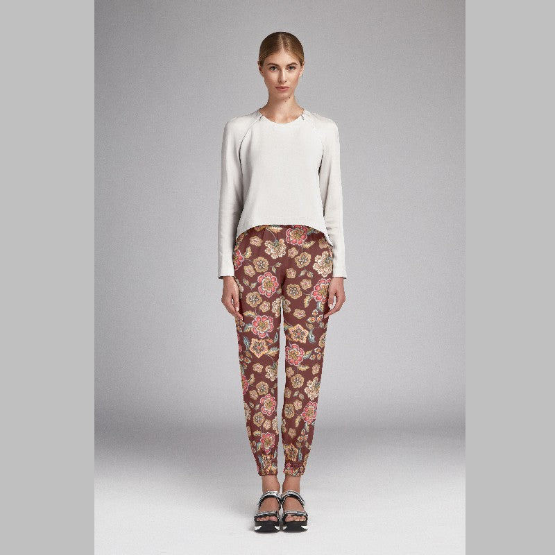 Satin Kimono Flowers Brown - Ribes y Casals