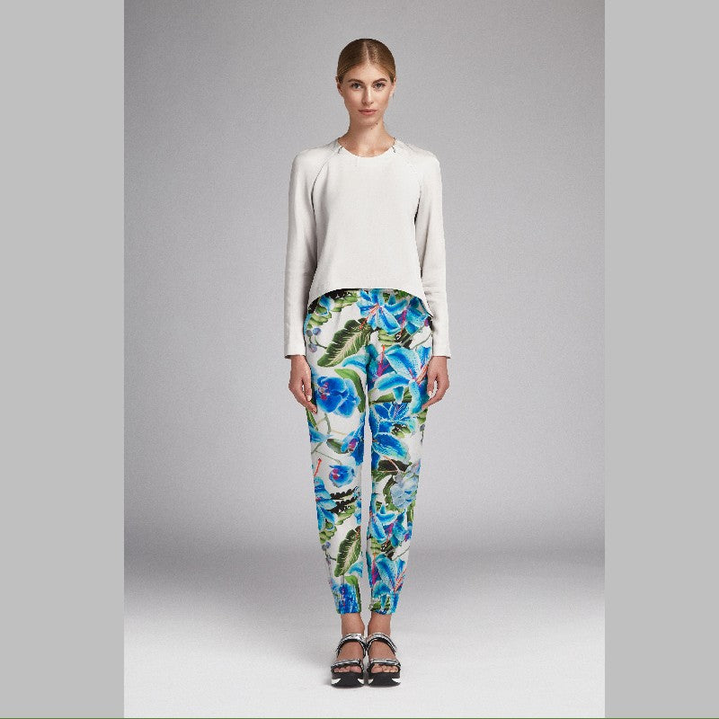Satin Kimono Hibiscus Blue - Ribes y Casals
