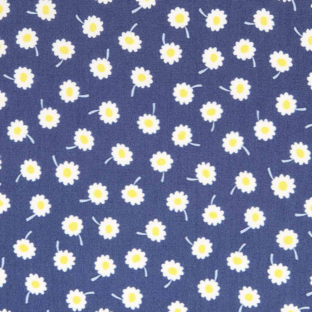 Satin Polyester Matte Daisies Blue - Ribes y Casals