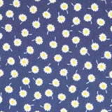 Satin Polyester Matte Daisies Blue - Ribes y Casals