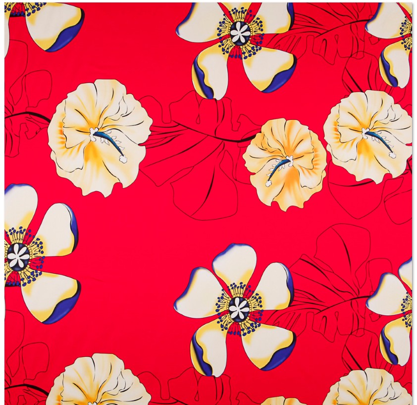 Fashion Satin Red Hibiscus - Ribes y Casals