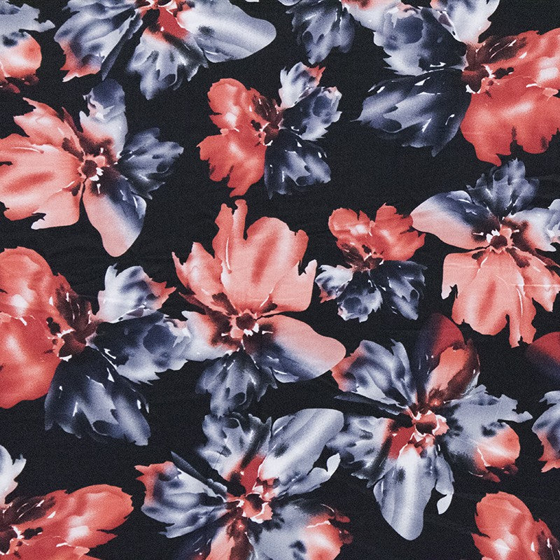 Satin Polyester Flower Coral Black - Ribes y Casals