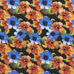 Satin Polyester Painted Flower Black - Ribes y Casals