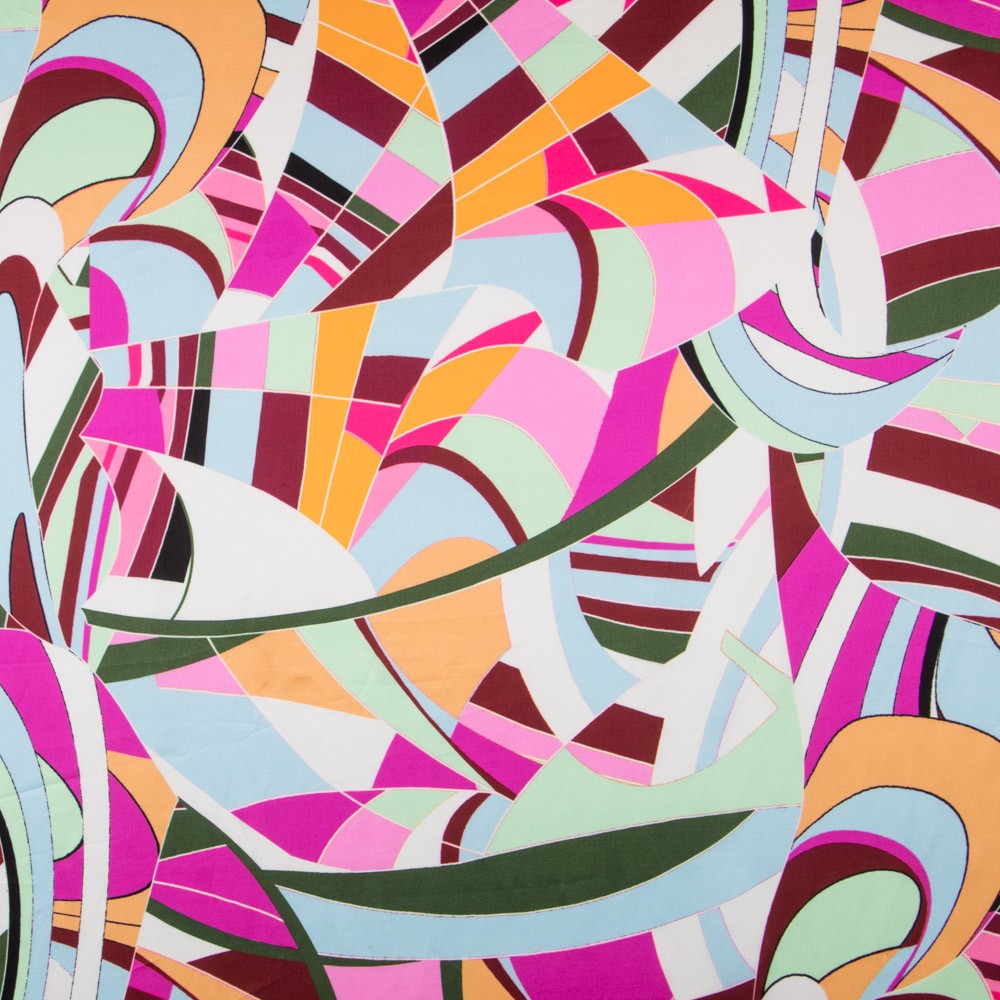 Italian Satin Silk Abstract Violet - Ribes y Casals