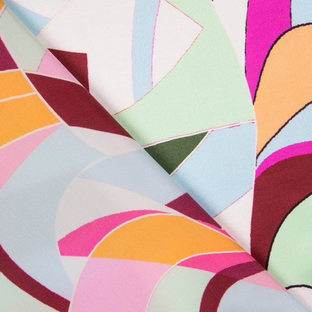 Italian Satin Silk Abstract Violet - Ribes y Casals