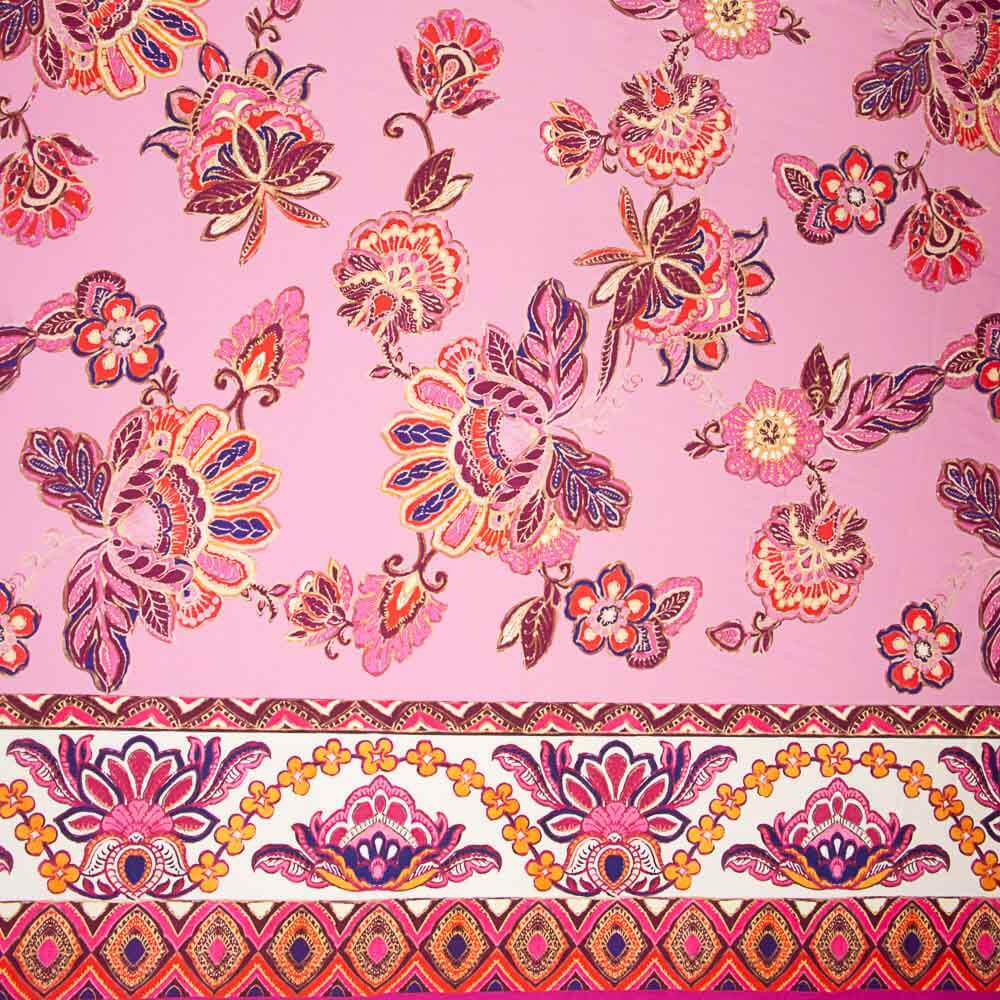Satin Bangladesh Border Pink - Ribes y Casals