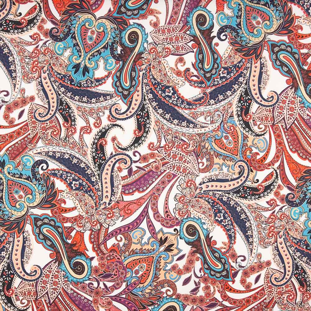 Satin Polyester Fine Paisley Red - Ribes y Casals
