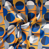 Retal Satén Estampado Geométrico Azul 100x140 cm - Ribes y Casals