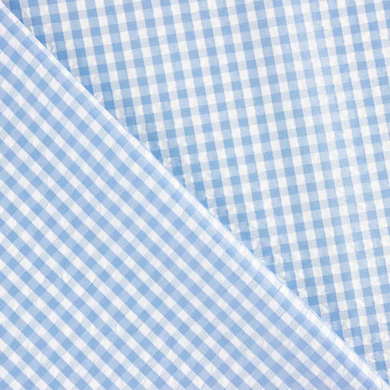 Seersucker Tencel Mini Blue Check - Ribes y Casals