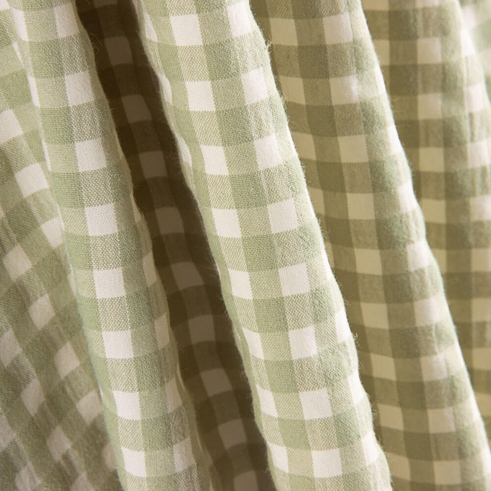 Cotton Seersucker Check Anise Green Check - Ribes y Casals