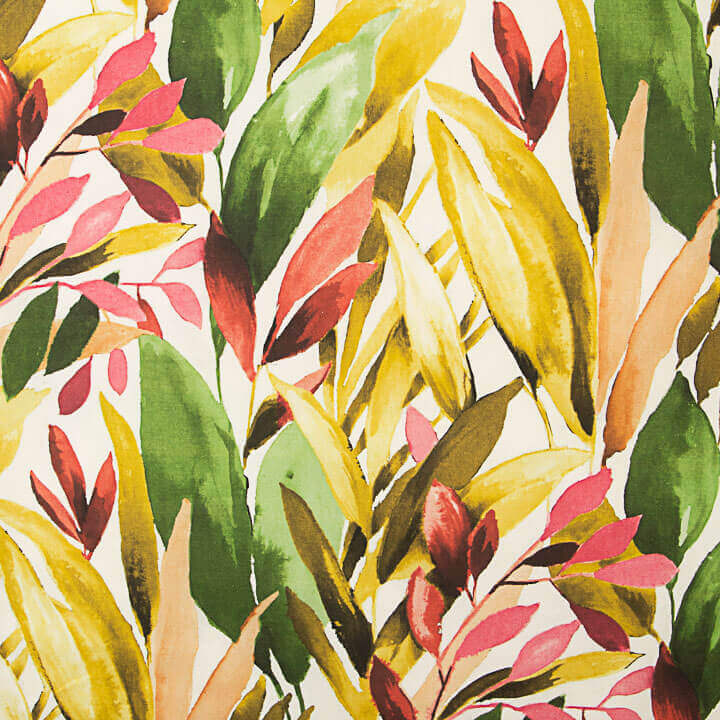 Green and Mustard Watercolour Print Cotton Canvas - Ribes y Casals