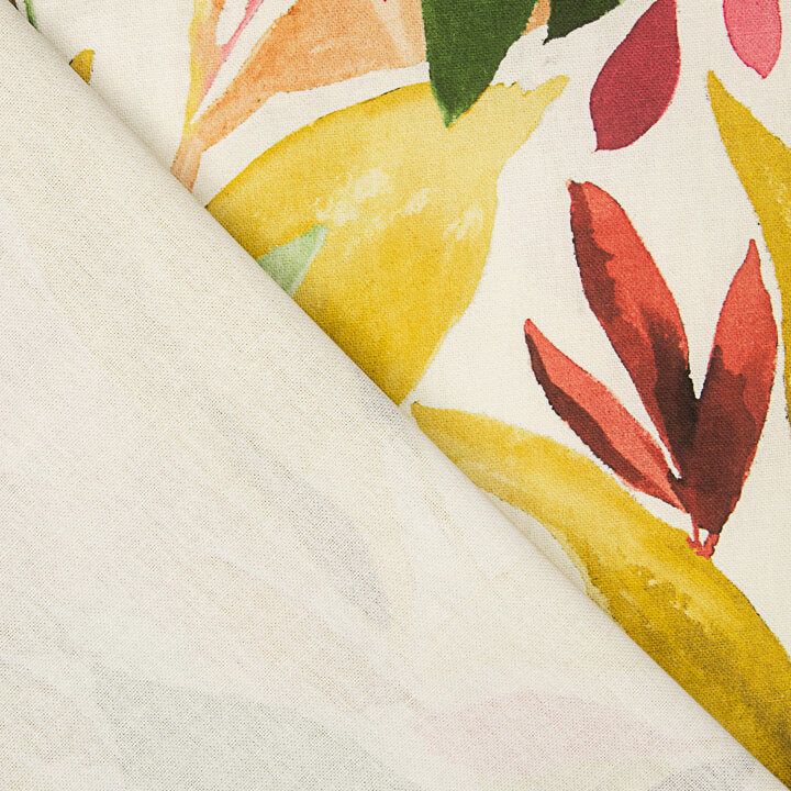 Green and Mustard Watercolour Print Cotton Canvas - Ribes y Casals