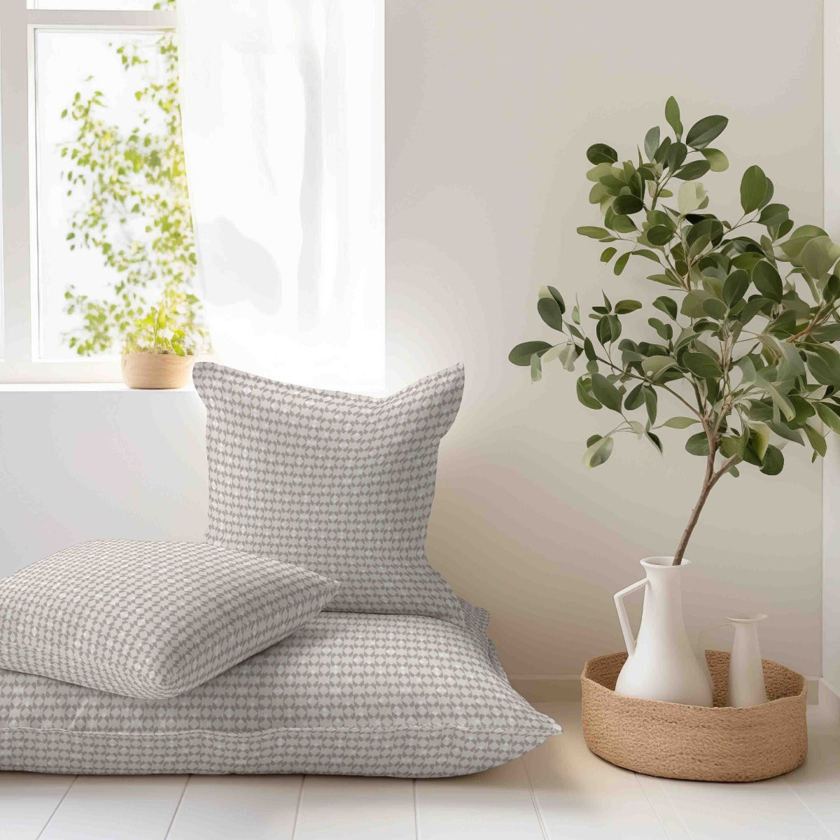 Geometric Grey Cotton Upholstery - Ribes y Casals
