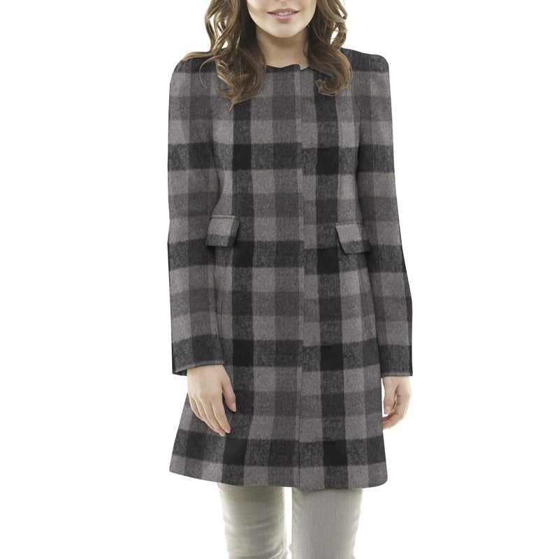 Coat Fabric Flanelle Checks Grey - Ribes y Casals