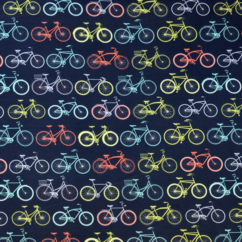Cotton Printed Bikes Black - Ribes y Casals