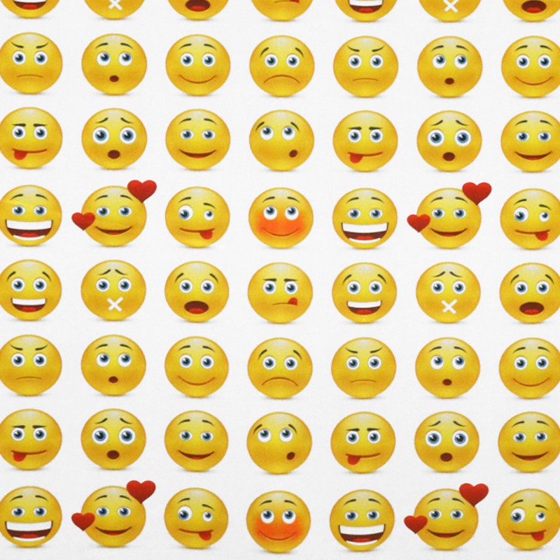 Cotton Fabric Emoticon White - Ribes y Casals