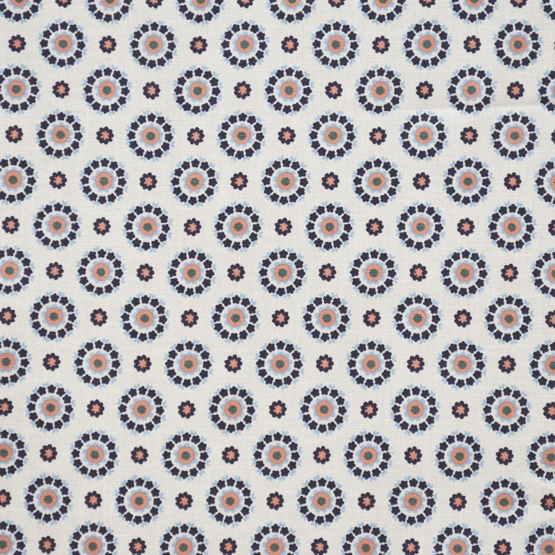Cotton Fabric Circle Print White Background - Ribes y Casals